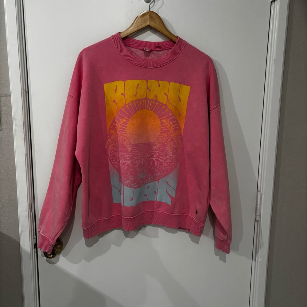 Roxy Lineup Pink Oversized Graphic Sweatshirt Size Small - Picture 4 of 16